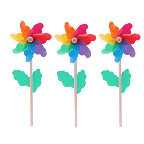 Angoily 6Pcs Molinetes de Viento Molinetes Giratorios Molinos de Viento de Arco Iris en Forma de Girasol Estacas de Jardín Decoraciones Molinete de Remolino Colorido para Decoración de