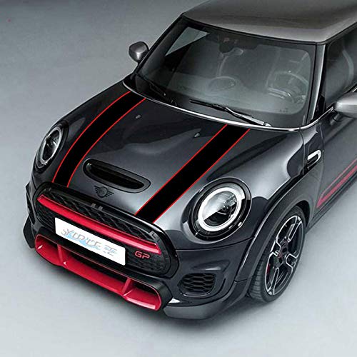 ASDFGZXC Auto Pegatinas de Calcomanías Body Stripe Lateral, para Mini Cooper F56 R56 F55 F57 R57 JCW, Pegatina de Rayas para capó de Coche, Banda para Cubierta de Motor, calcomanía Trasera