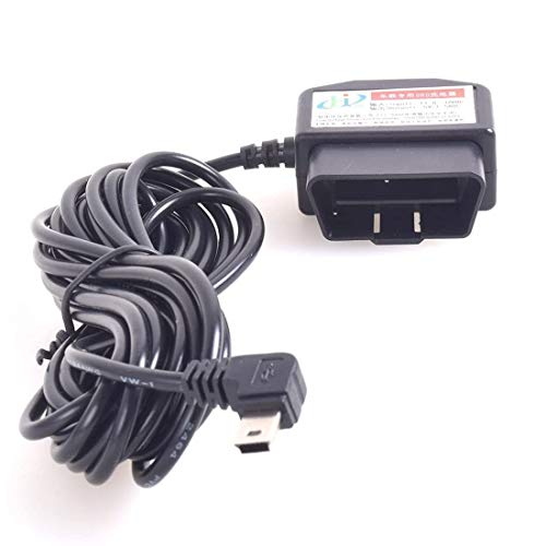 Auto OBD2 Carga Cable Mini USB Alimentación Adaptador USB con Interruptor Botón - 16Pin OBDII Conector Directo Enlace Coche Cargador para GPS DVR Dash Cam E-perro Teléfono - 12-24V 3M / 11.5FT