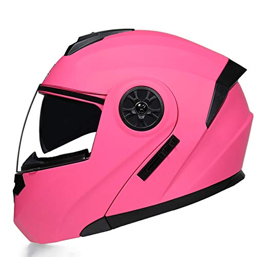 AYYSHOP Cascos Integrales Abatibles, Visera Antivaho Casco Abatible para Motocicleta All Seasons, Casco De Moto Modular Cool Safety Crash Crash para Hombre Y Mujer Certificado por Dot,Rosado,M