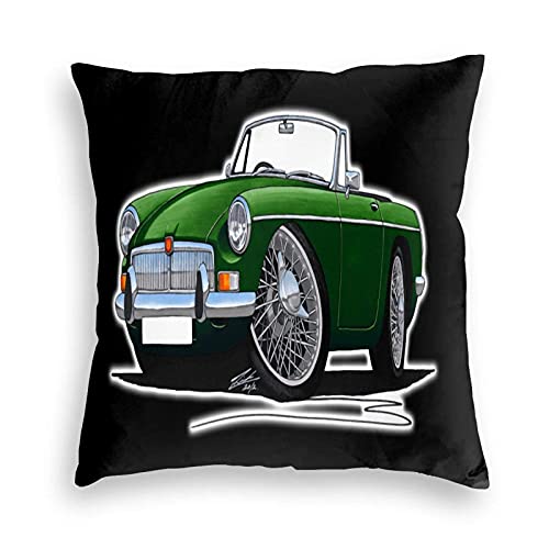 BEDKKJY MG B Roadster British Racing Funda de Almohada de Terciopelo Verde Funda de Almohada para el Suelo Cojín para sofá