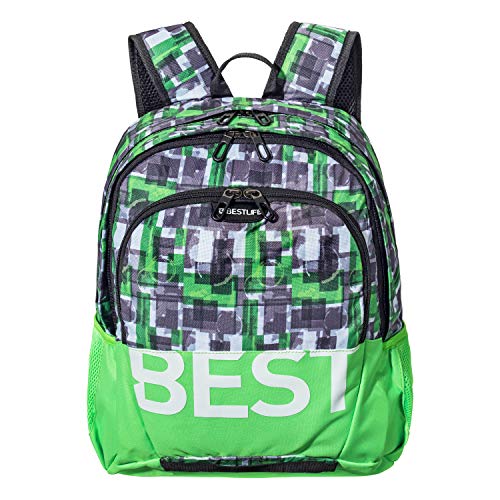 Bestlife Mochila unisex „TASKU“ mochila escolar, para el tiempo libre con compartimento para el portátil hasta 15,6 pulgadas (39,6 cm), verde