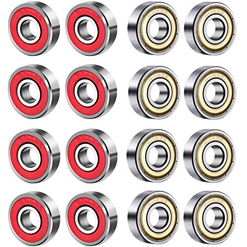 BESTZY 20 Piezas Rodamientos rigidos a Bolas Mini Bearing 608ZZ 608RS Scooter Scooter Monopatín en Roll-rodamientos de Bolas Rodamientos