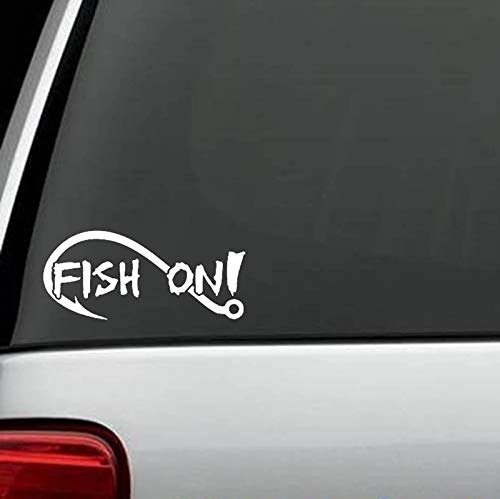 BLOUR Fish On Bass Fishing Calcomanía de Vinilo con Logo de HBO 7"Troquelado de Vinilo Adhesivo calcomanía para Windows Coche camión portátil Notebook Blanco