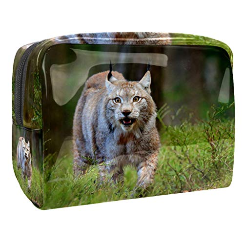 Bolsa de Maquillaje Bolsas de Aseo Organizador de cosméticos Estuche con Cremallera para Mujer Bobcat Wildlife