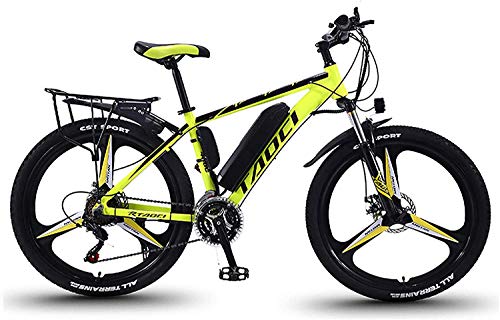 BWJL Bicicletas eléctricas para los Adultos, en Bicicletas de aleación de magnesio Ebikes de Tierra, 26"batería extraíble 350W 36V 13Ah Litio-Ion Ebike Montaña Hombres,Amarillo,10Ah65Km