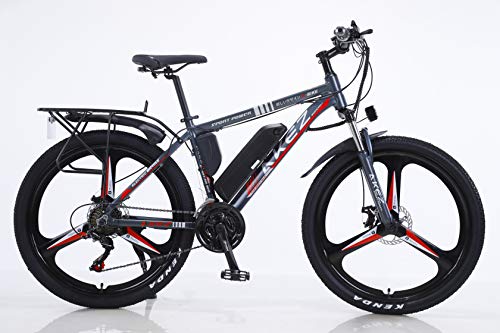 BWJL Bicicletas eléctricas para los Adultos, en Bicicletas de aleación de magnesio Ebikes de Tierra, 26"batería extraíble 350W 36V 13Ah Litio-Ion Ebike Montaña Hombres,Rojo,13Ah80Km