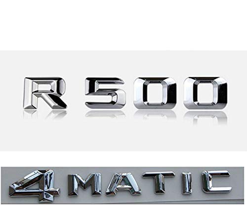 Calcomanía de letras traseras de cromo para Mercedes Benz R Class R500 4MATIC (Cromo?Shiny Silver?, R500 4MATIC)
