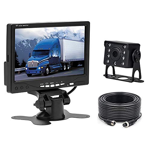 Camecho 12 V - 24 V Coche Copia de Seguridad cámara Impermeable visión Nocturna cámara de visión Trasera con Cable Sistema Kit + 7 TFT LCD Monitor para autobús/Remolque camión/Van/RV/Los campistas