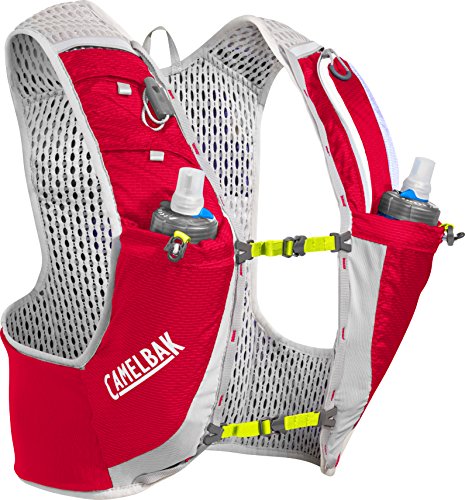 CamelBak Ultra Pro Vest 17 oz Quick Stow Flask Hydration Pack Grande, Carmesí Rojo/Lima Punch, 2.8 oz