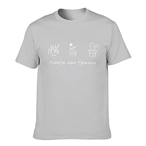 Camiseta de algodón para hombre con diseño de plantas y amigos muy suaves, impresión de manga corta Gris plateado. XXXXXL