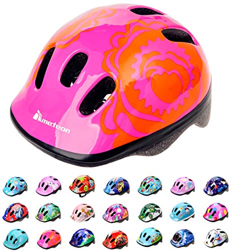 Casco Bicicleta Bebe Helmet Bici Ciclismo para Niño - Cascos para Infantil Bici Helmet para Patinete Ciclismo Montaña BMX Carretera Skate Patines monopatines MV6-2 (XS(44-48cm), Big Flower)