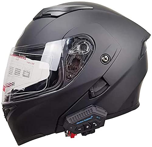 Casco de motocicleta de timón con auriculares Bluetooth Casco plegable Modular Modular Fullface Fullface Helm Mujeres para adultos Casco Integral de Hombre Casco protector con Sun Visor Roller Scooter