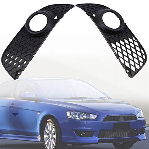 Coche niebla Luz Grilles Niebla Luz De Rejilla,Niebla Nido Abeja Rejillas, Cubierta Niebla Fit For Mitsubishi Lancer 2008-2014 Capilla Rejilla Malla Negro Parachoques Delantero Lateral Niebla Grille