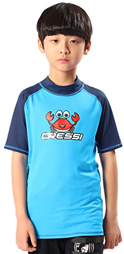 Cressi Rash Guard Short Jr , Unisex Niños, Azul (Aquamarine/Blue), 3/4 años 104 cm