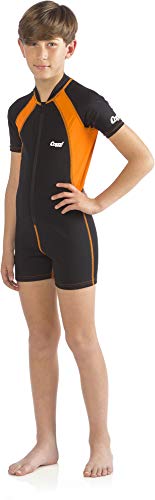 Cressi Shorty Kid Monoshort Infantil en Neopreno de 1.5/2mm, Juventud Unisex, Mangas Cortas-Negro/Naranja, L (4 Años)