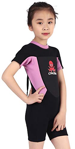 Cressi Smoby Shorty Wetsuit Traje de Neopreno 2 mm, Niños, Negro/Rosa, 5/6 Años