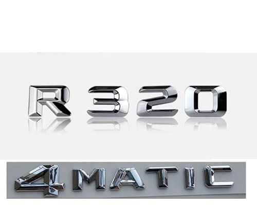 Cromo" R 320 4 MATIC" Letras traseras del maletero del coche Palabras insignia emblema de la letra calcomanía para Mercedes Benz R Clase R320 4MATIC (Cromo???, plata brillante?,R 320 4 MATIC)