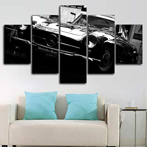 Cuadro en Lienzo Mercedes-Benz W186 Coche clásico Moderno Impresión de 5 Piezas Impresión Artística Imagen Gráfica Decoracion de Pared - Enmarcado