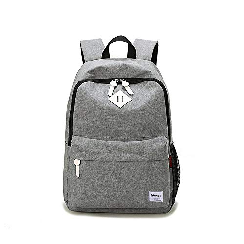 Danny®Bolsas escolares 300D mochila Nylon impermeable ocio para juventud niñas y niños Casual mochila para Senior secundaria bandolera estudiante Laptop mochila con funda de Notebook de14pulgadas Gris