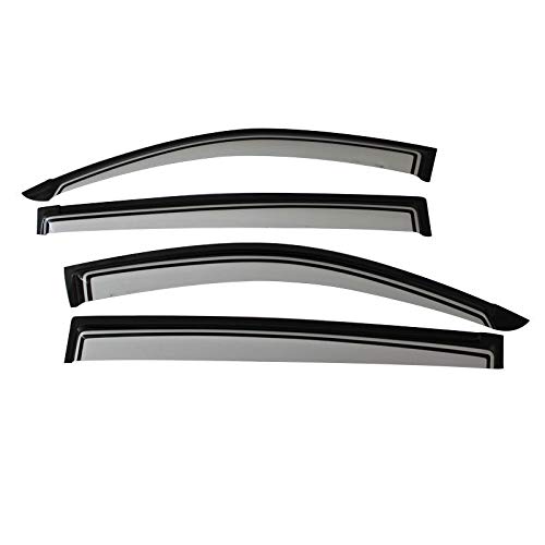 Deflectores de Viento Visero De Lluvia Visor Deflector De Viento para Mitsubishi L200 Triton 2006 2007 2009 2010 2012 2012 2013 2014 Cabina Doble Visera Lateral (Color : Plata)