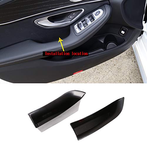 DIYUCAR Negro ABS plástico manija de la puerta del coche almacenamiento guantera teléfono titular bandeja organizador para Benz Clase C Coupe W205 2 puertas 2014-presente