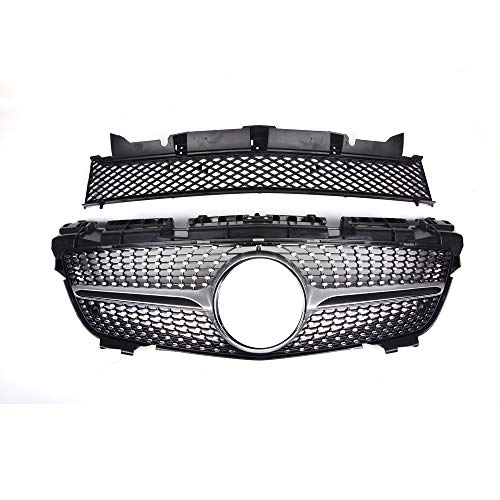 DSEB Rejilla Delantera Grill, Diamond Look ABS para Mercedes-Benz SLK Class R172 SLK200 250 350 2012-2016,Negro