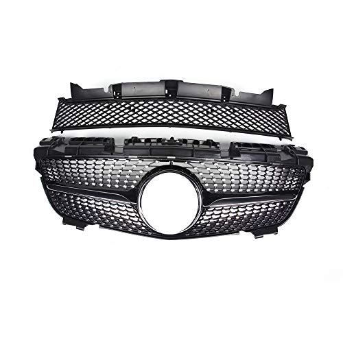 DSEB Rejilla Delantera Grill, Diamond Look ABS para Mercedes-Benz SLK Class R172 SLK200 250 350 2012-2016,Plata