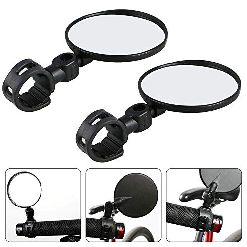 EEEKit Espejos para Bicicletas, 2 Piezas Universal Mini Rotary Rearview Espejo de Cristal para Mountain Road Bike Cycling Bicycle