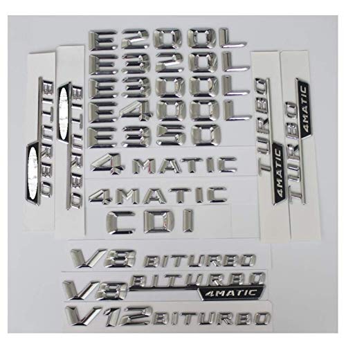 Emblema con letras cromadas 3D para Mercedes Benz W212 W211 W213 E200 E220 E250 E350 CDI 4MATIC (CGI, Cromo?Shiny Silver?)