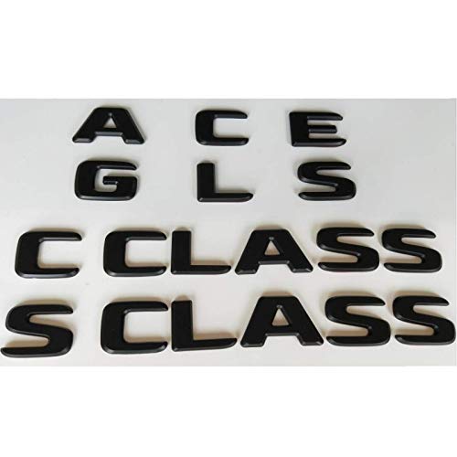 Emblema de letras negras para Mercedes Benz AMG ONE B C E G M S GLA GLB GLC GLE GLS CLA CLS CL SL SLC ML V GL SLK CLK Clase GLK (GLE Class, negro mate)