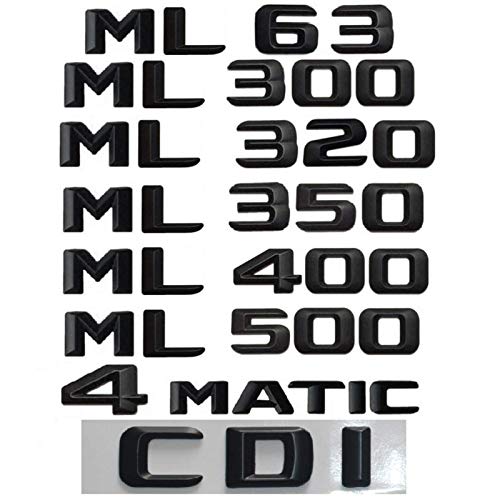 Emblema negro para Mercedes Benz W164 W166 ML55 ML63 AMG ML250 ML280 ML300 ML320 ML350 ML400 ML420 ML500 ML550 4MATIC CDI Emblems (4MATIC, negro mate)