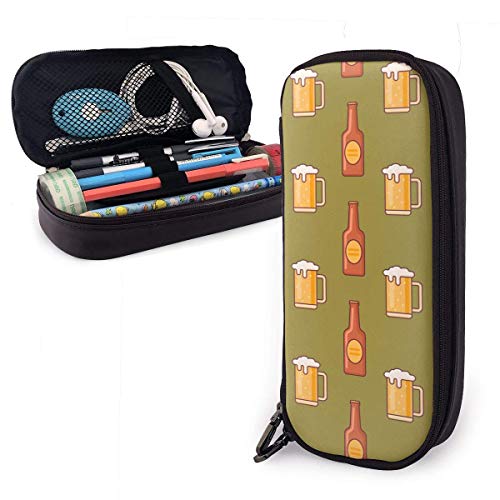 Estuche Escolar de Gran Capacidad, Bolsa de Lápiz Organizador para Material Papelería con Cremallera Doble Botellas De Vino Tinto Vasos De Cerveza Taza para Hombre Mujer Estudiante en Escuela Oficina