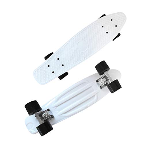 EUCoo Skateboards para principiantes Kids Skateboard, Kick Skate Board para niños y niñas, monopatín de una sola urdimbre de cuatro ruedas (Z-Blanco)