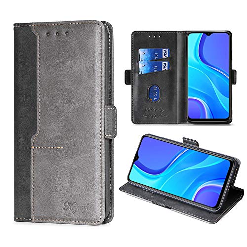 FiiMoo Funda Compatible con Xiaomi Redmi 9, Carcasa de Cuero PU Premium [Ranura para Tarjetas] [Cierre Magnético] [Función de Soporte] Cover Protectora para Xiaomi Redmi 9 -Negro