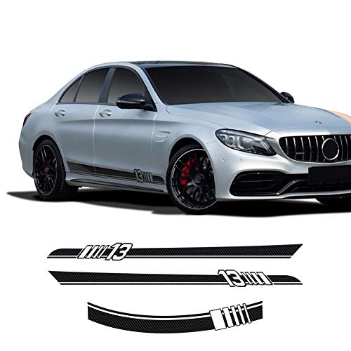 FLY MEN Fit, pegatinas de cuerpo 3 Piezas de la puerta del lado del coche capo de la capilla de las rayas del cuerpo Adhesivos Adhesivos para Mercedes-Benz Clase C W205 C63 AMG C43 C200 C180 Accesorio