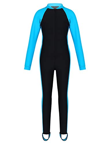 Freebily Traje de Neopreno Buceo Natación Niño Niña Largo Verano Protección Solar Elástica Bañador Niños Jumpsuit Monos Largos de Buceo Lake Blue 8-9 Años