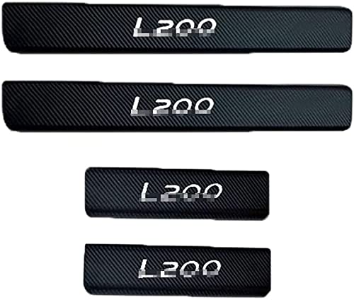 FREEJEVI 4 Piezas Listones De Umbral Fibra de Carbon,para Mitsubishi L200,Protector De Placa De Desgaste De AlféIzar De Puerta Exterior