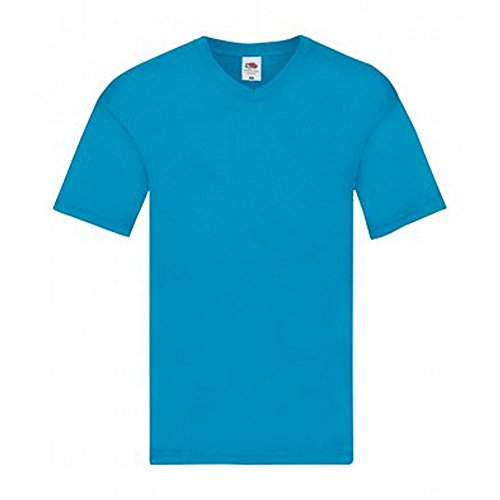 Fruit of the Loom - Camiseta de Cuello en V Modelo Original para Hombre (Extra Grande (XL)/Azul Claro)