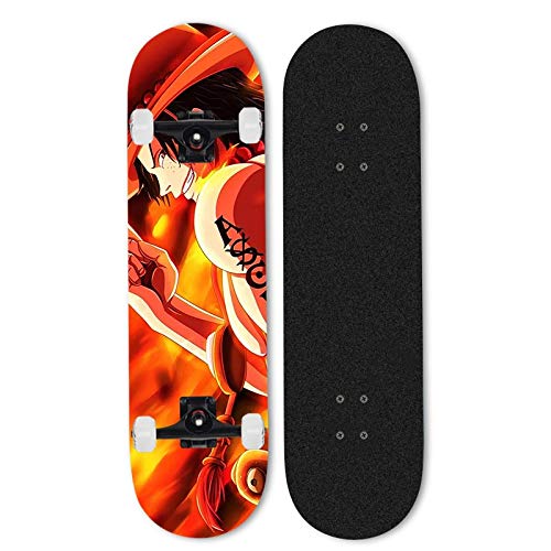 FWTL Monopatín, monopatín de Arce para Principiantes, una Pieza: Portgas.d.Ace Skateboard, monopatín Profesional Completamente Inclinado de Doble Inclinado, Adecuado para niños Adultos y niñas 31"x8