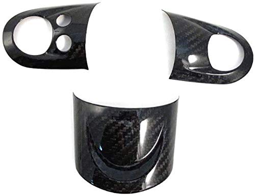 Gemmry Fibra de Carbono Cubierta de Volante Embellecedor para Mini Cooper R55 R56 R60 S, Volante de Coche Dustproof Cover Botón Cuadro Pegatina Styling Accesorios