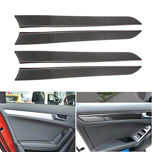 GLEETIEZ 4 Piezas de Fibra de Carbono Panel de la Puerta de la Ventana Interior Cubierta de la moldura Tira Adhesiva Interna, para Audi A4 B8 2009-2016 A5 2010 2011 2012 2013-2016