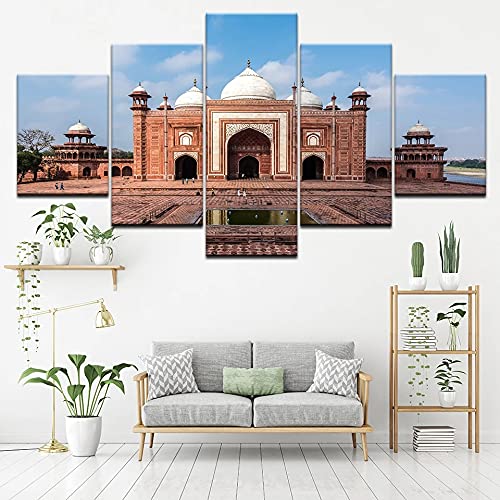 GUANGWEI Stampe Moderne HD Su Pittura Combinata Su Tela A 5 Pezzi Urban Classical Architecture Ufficio Wall Art Soggiorno Camera Da Letto Camera Dei Bambini Decorazione Camera Arte Della Casa Regalo