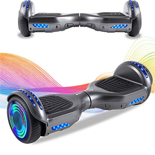 HappyBoard Hoverboard 6.5'' Patinete Eléctrico Bluetooth Monopatín Scooter autobalanceado, Ruedas de Skate con luz LED, Motor Bluetooth de 700W para niños y Adultos (Negro)