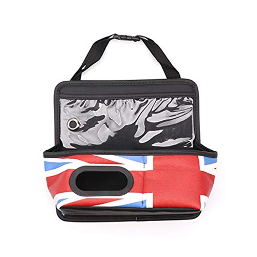 Heinmo Organizador de respaldo de asiento de coche, multifunción, piel sintética, para Mini Cooper (Red Union Jack)