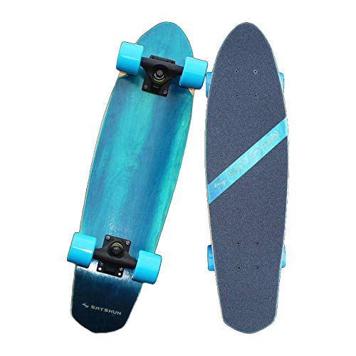 Hignful Monopatín 27" Skateboard Carver Surfskate para Principiantes, Completo 7 Capas De Madera De Arce Kick Skate Board para Niños Adultos Cepillo Scooter De La Calle,Azul