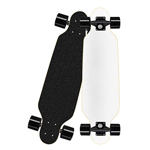 HUADUO Longboard monopatín Arce Deportes al Aire Libre Principiante Surf Callejero monopatín Adultos niños-Blanco_Los 80 * 20 * 10cm