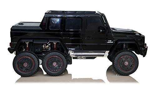 Indalchess Coche Infantil Mercedes-Benz G63AMG 6x6 Negro, (4 Motores), TV Mp4, RC 2,4 GHz Parental, Cuero