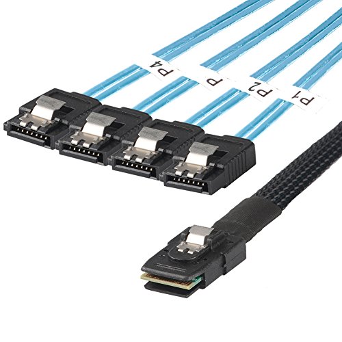 J&D Interno Mini SAS 36 Pin SFF-8087 a 4 SATA 7 Pin Cables - 100cm