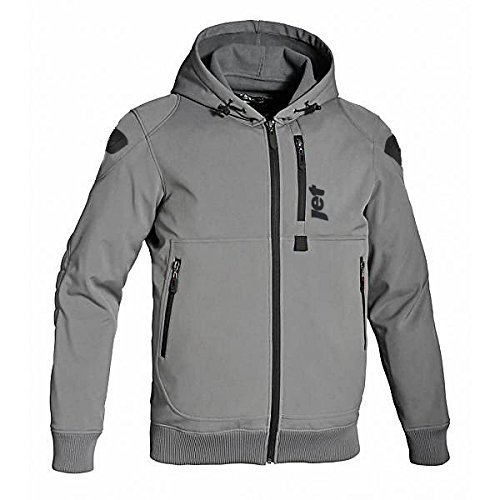 Jet Chaqueta Moto Capucha Hoodie Verano con Armadura Soft Shell (XL (EU 52-54), Gris)